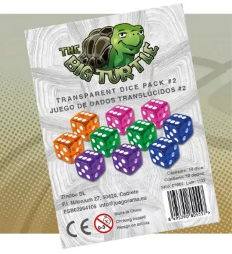 PACK 2- Juegos de 10 dados transl&uacute;cidos 16mm