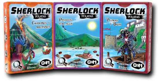 Pack de 3 Sherlock Q8: Piratas - Plumas y brea, Pasados por agua y Chamanes y Mocasines